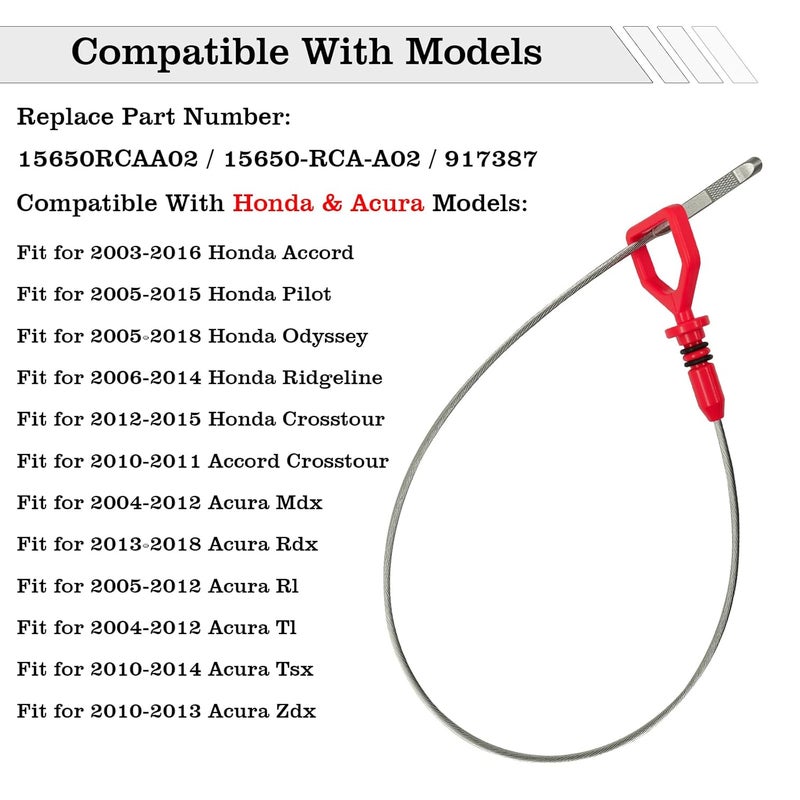 FBLOWMOD 15650RCAA02 Engine Oil Dipstick Indicator, Compatible with Honda Accord Crosstour Odyssey Pilot Ridgeline Acura RDX MDX RL TL TSX ZDX Engine Oil Fluid Level Dip Stick Replace 917387 - Image 2